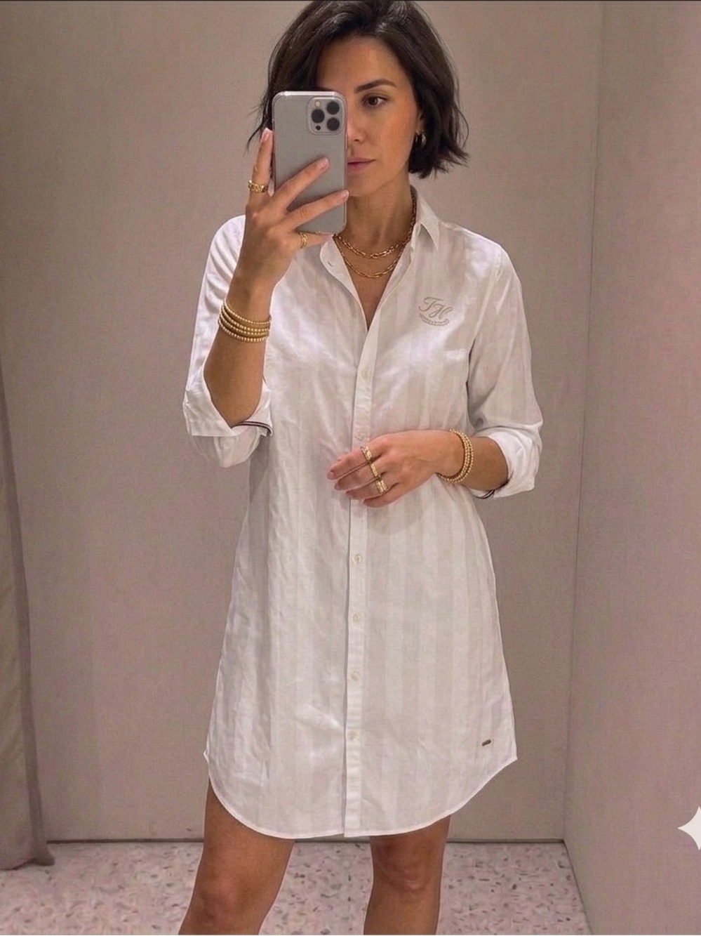 Tommy Hilfiger White Tunic Button Down Shirt